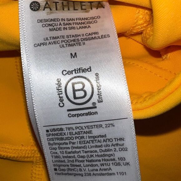 Athleta Ultimate Stash II Capri Radiant Sunrise Yellow Workout Medium NWOT - Picture 6 of 7